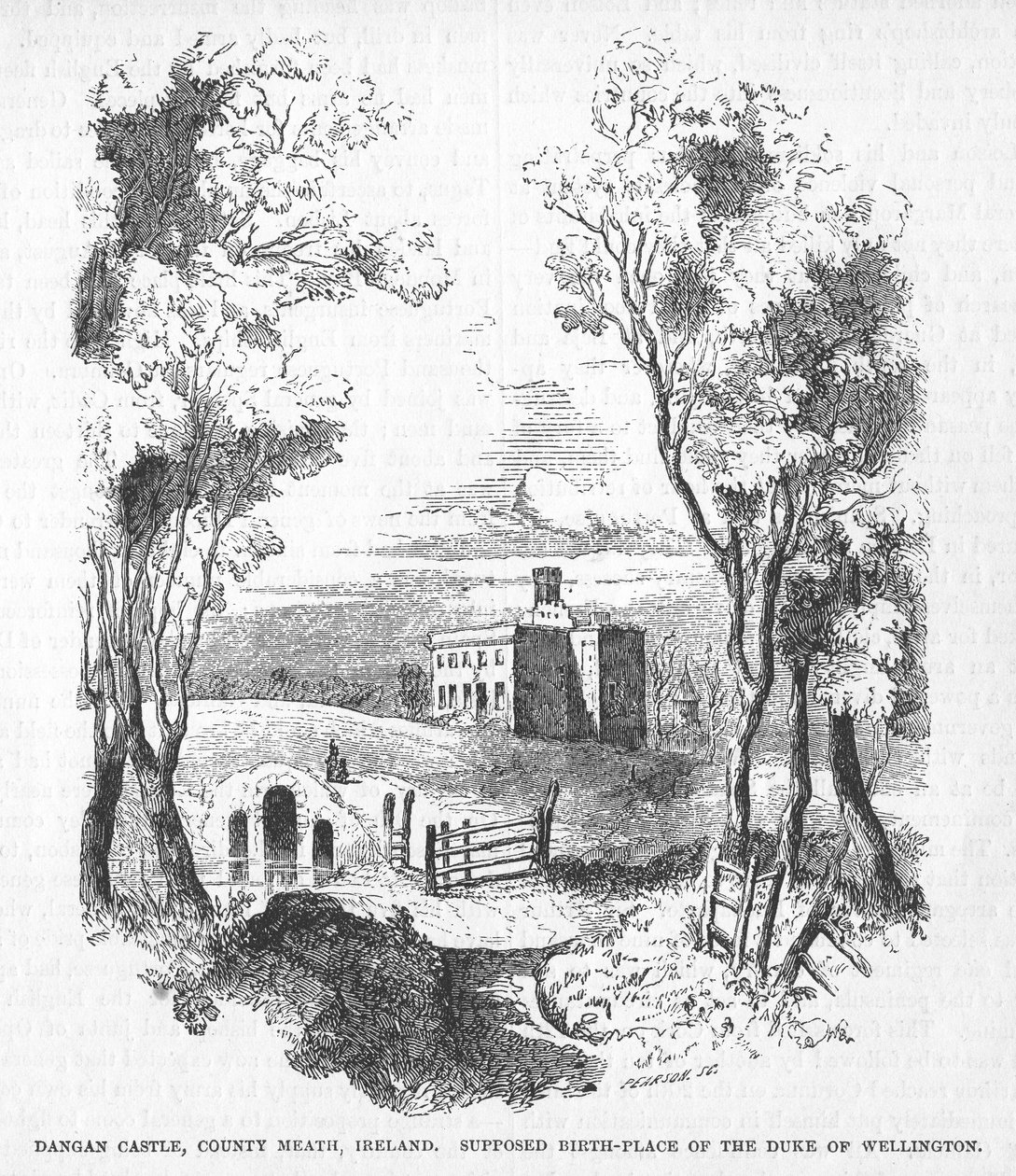 Hrad Dangan, hrabství Meath, Irsko od English School