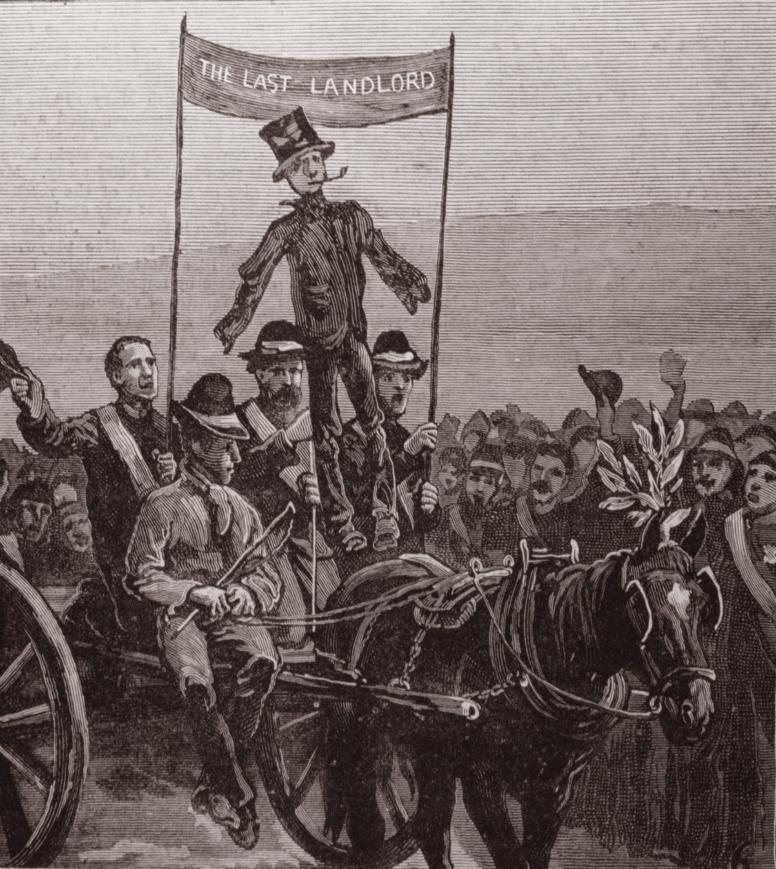 Demonstrace na panství pana Parnella, Avondale, Wicklow: Podoba posledního hospodáře, z „The Illustrated London News“, 7. ledna 1882 od English School