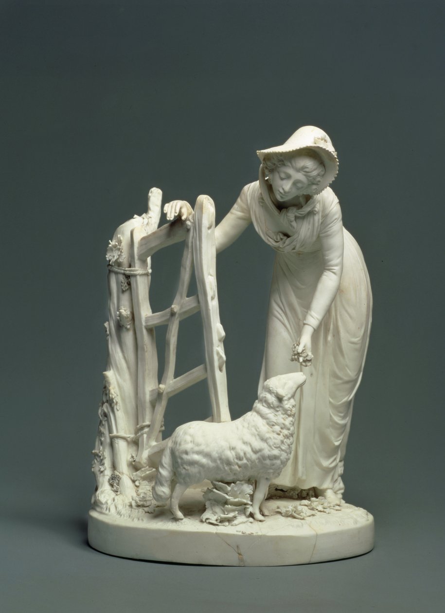 Derby pastýřka, 1790 (sušenkový porcelán) od English School