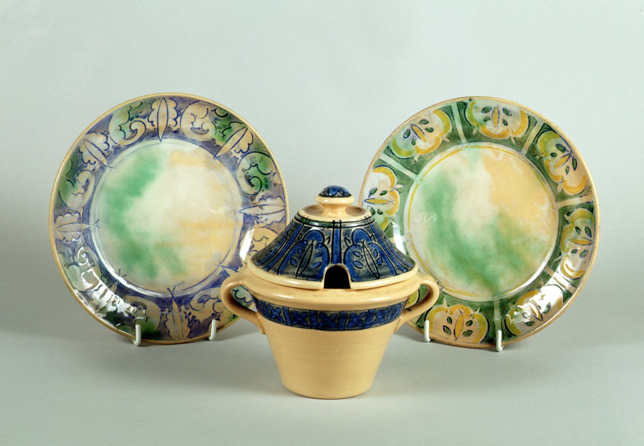 Doulton boční talíře a džem hrnec, cca 1930 (keramický) od English School
