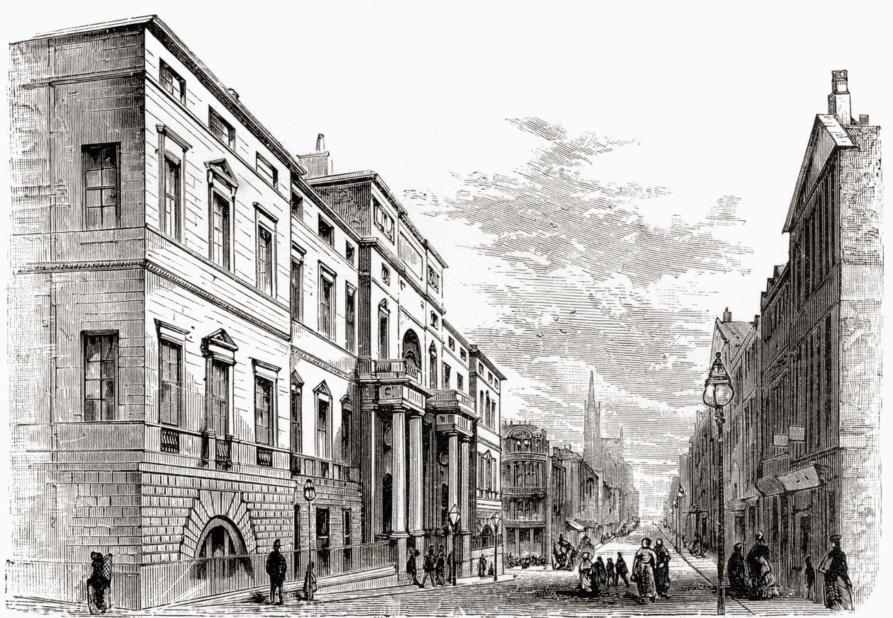 Edinburghská univerzita, Skotsko, z knihy "Scottish Pictures Drawn with Pen and Pencil", kterou napsal Samuel G. Green, vydáno v roce 1886. od English School