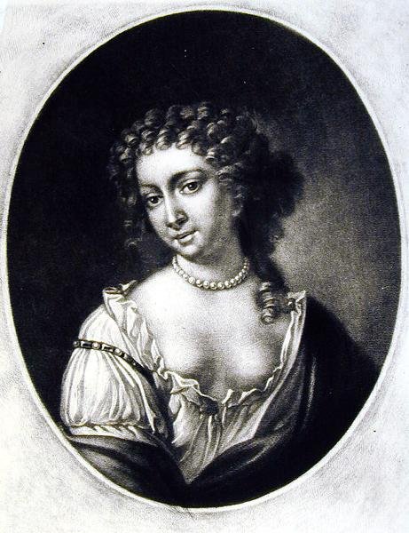 Eleanor Gwynne (1650-87), ilustrace z knihy Portréty významných osobností britských dějin, rytina Richarda Earloma (1743-1822) a Charlese Turnera (asi 1775-1857) (mezzotinta) od English School
