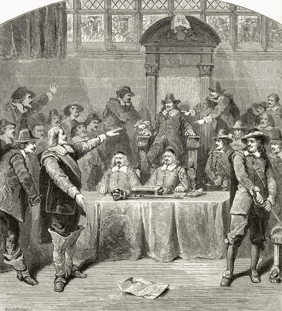 Eliot bránící práva Dolní sněmovny, z „Obrázky z Londýna: Kreslené perem a tužkou“, od reverenda Richarda Lovetta, vydáno 1890 od English School