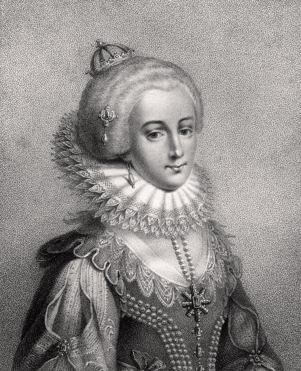 Alžběta, královna česká, ryl Bocquet, z „Katalogu královských a vznešených autorů“, vydaného 1806 od English School
