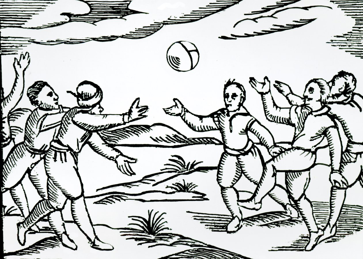 Alžbětinský fotbal (dřevořez) od English School
