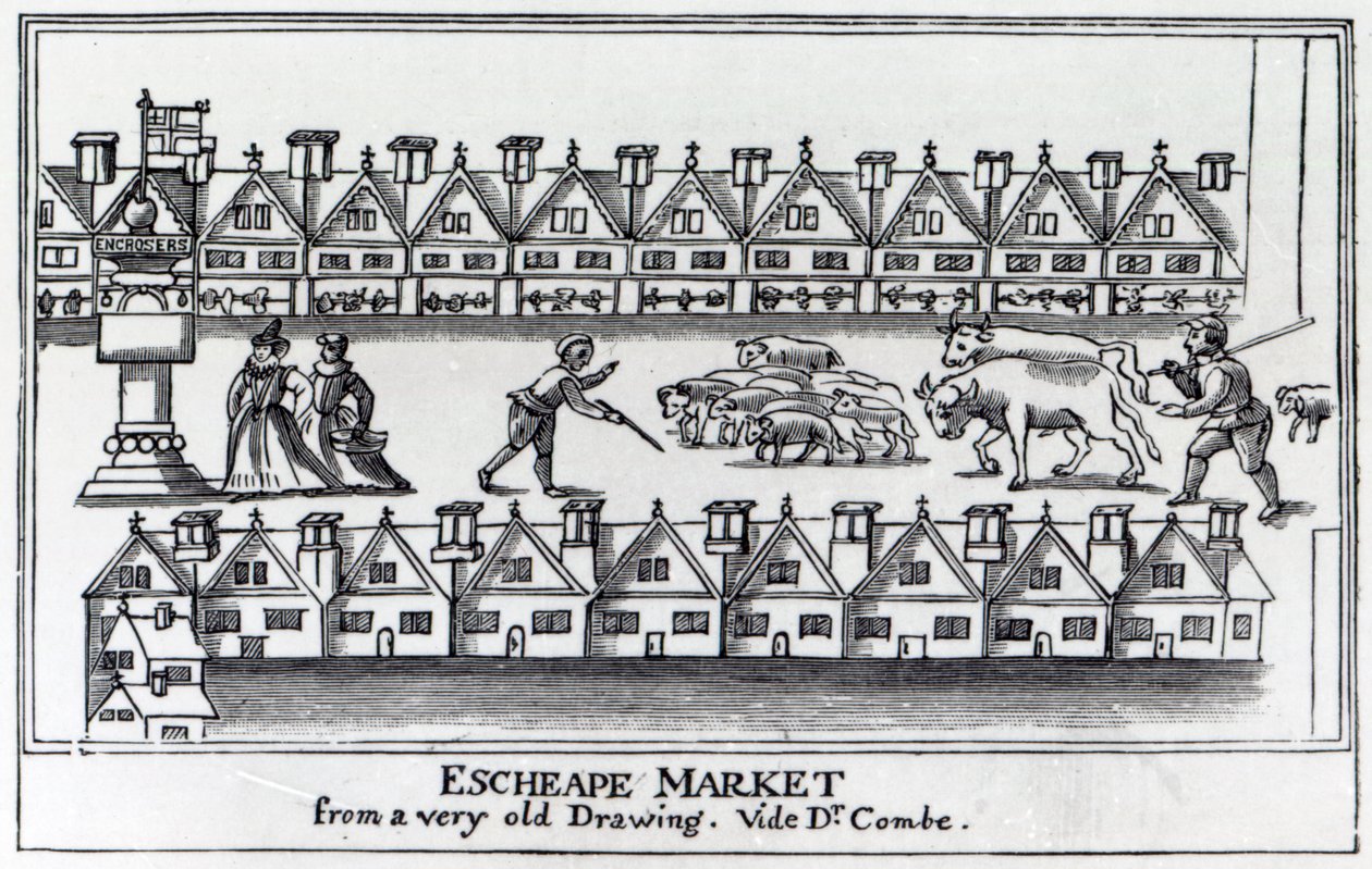 Escheape Market, podle původní kresby z c.1598 od English School