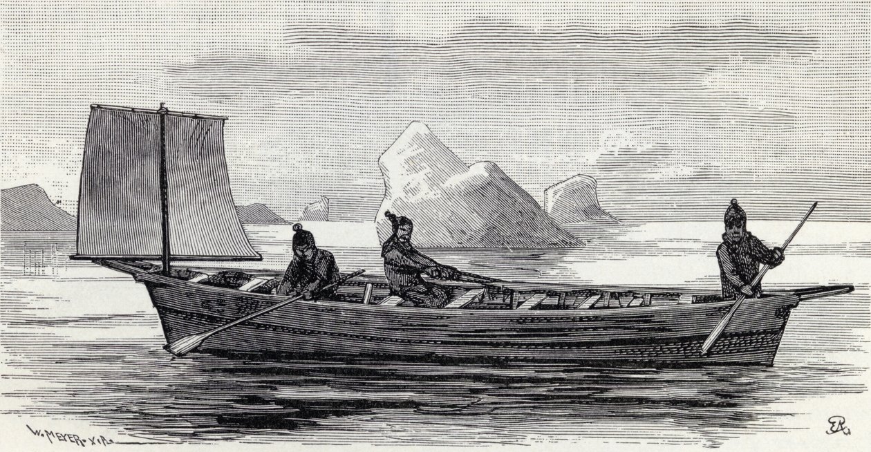 Eskymáci v umiaku, z časopisu The English Illustrated Magazine, 1891-92 od English School
