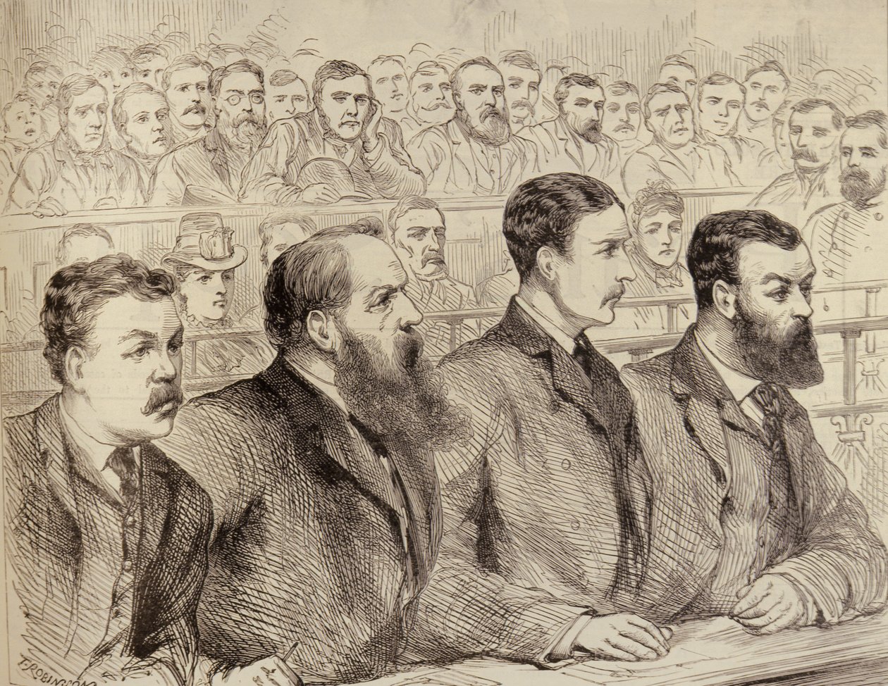 Výslech vůdců sociálně demokratické federace u policejního soudu v Bow Street, z The Illustrated London News, 27. února 1886 od English School