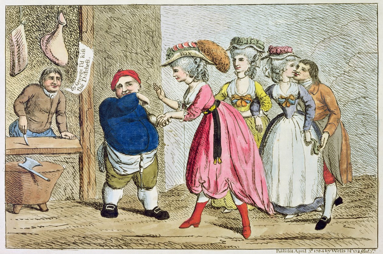 Female Influence, aneb, Devonshire Canvas, 1784 (barevný lept) od English School