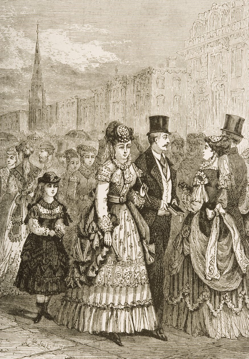 Fifth Avenue, New York, kolem roku 1870, z „American Pictures“ vydané společností Religious Tract Society, 1876 od English School