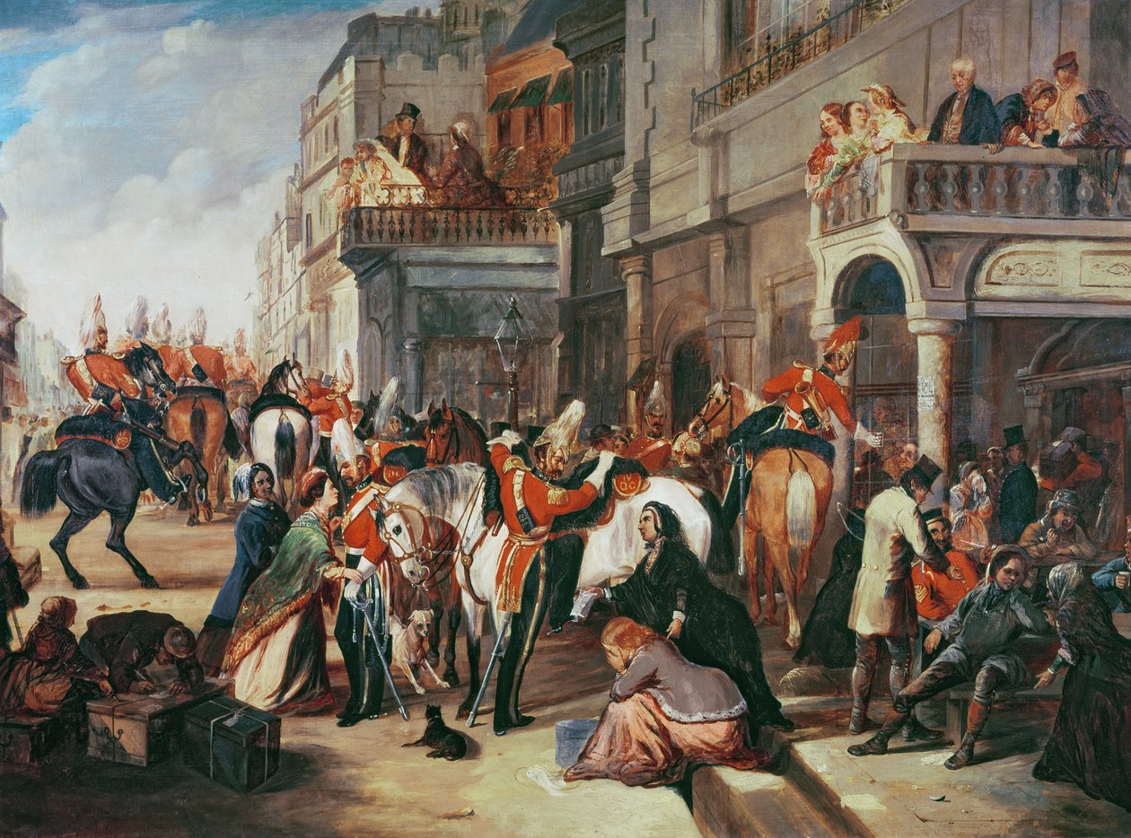 Čtvrtá dragounská garda odjíždí do Krymské války, kolem roku 1854 od English School