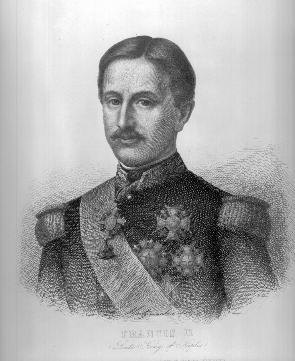 František II. dvousicilský, z "The Drawing Room Portrait Gallery of Eminent Personages" (Portrétní galerie významných osobností v salonu) od English School