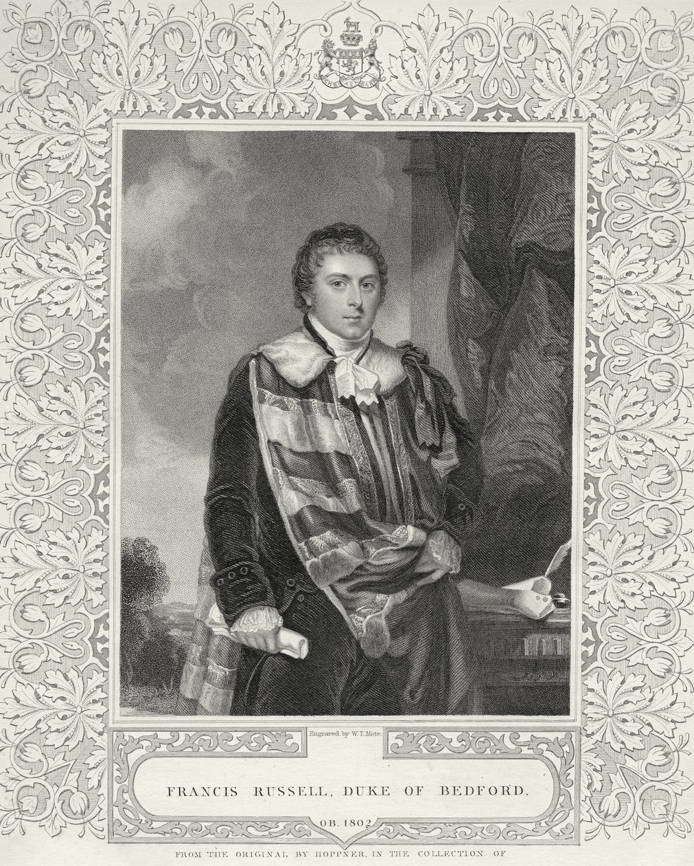 Francis Russell (1765-1802) 5. vévoda z Bedfordu, vyryl W. T. Mote od English School