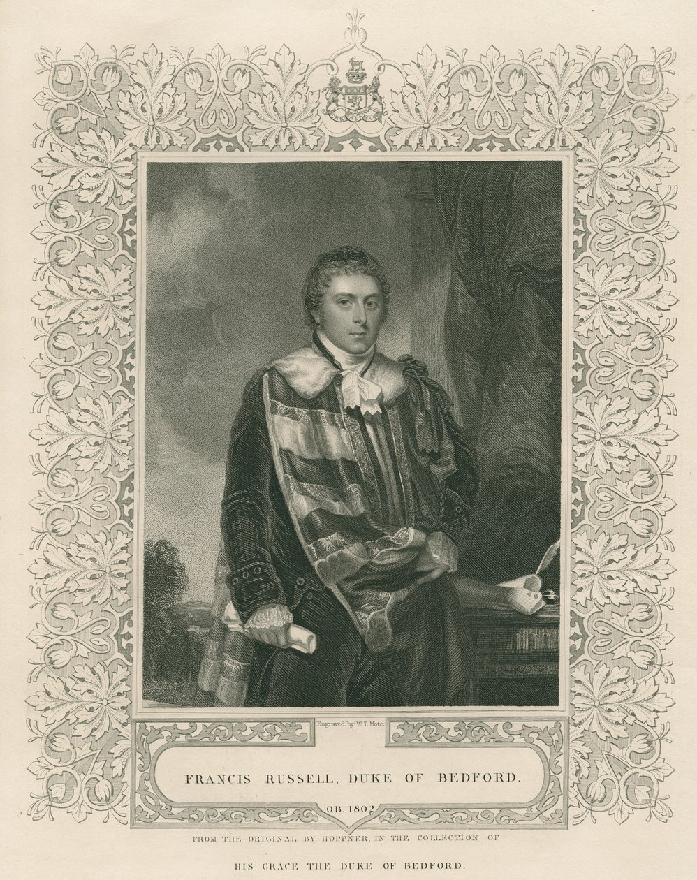Francis Russell (1765-1802) 5. vévoda z Bedfordu, vyryl W. T. Mote od English School