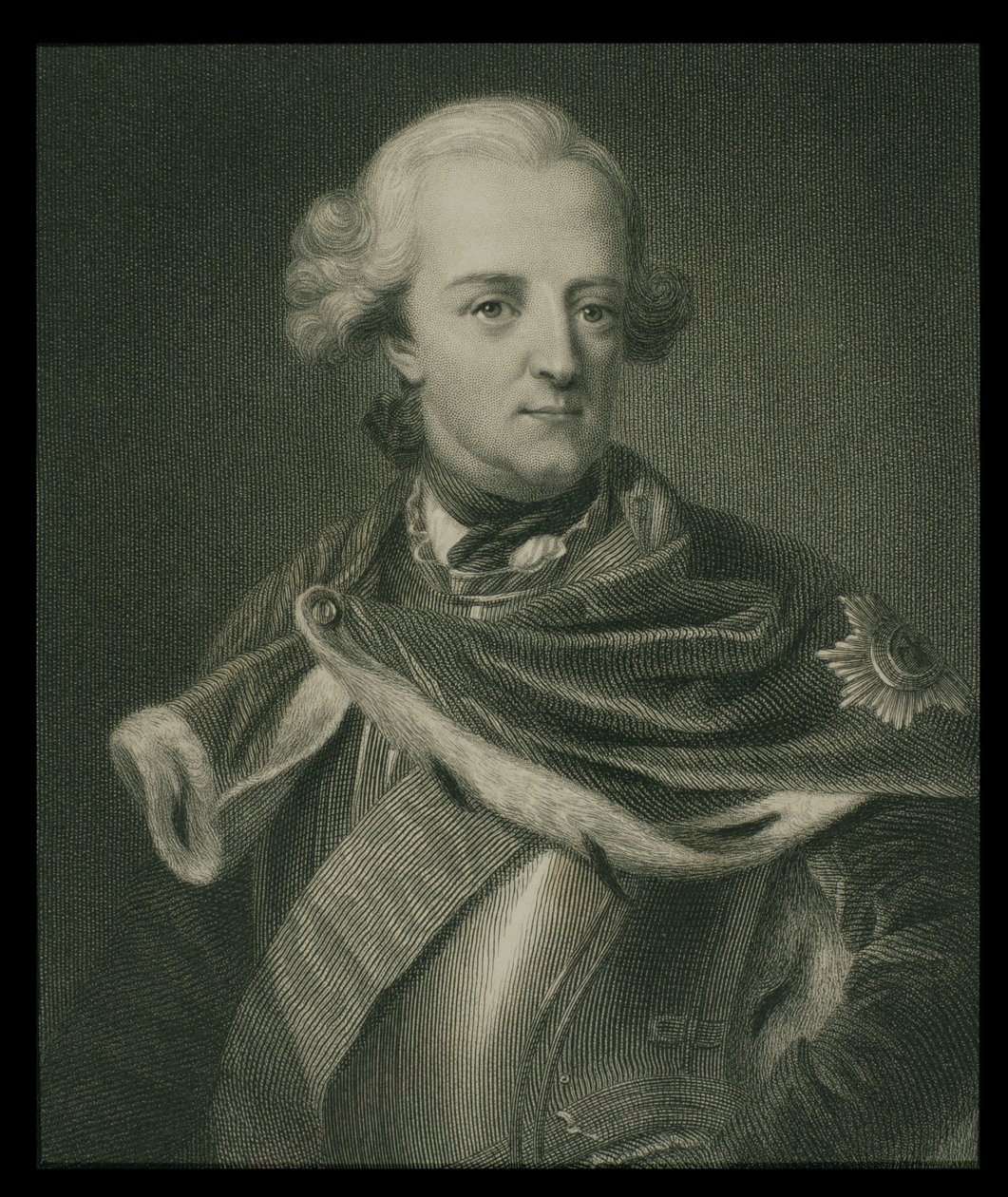 Fridrich II. (1712-86) pruský král, z „Galerie portrétů“, vydané 1833 od English School