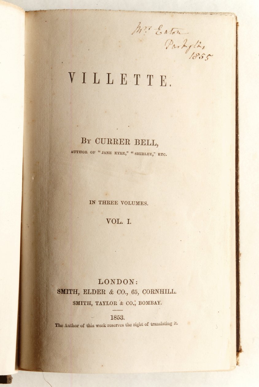 Frontispiece pro Villette od Currer Bell, publikoval Smith, Elder & Co. v roce 1853 od English School