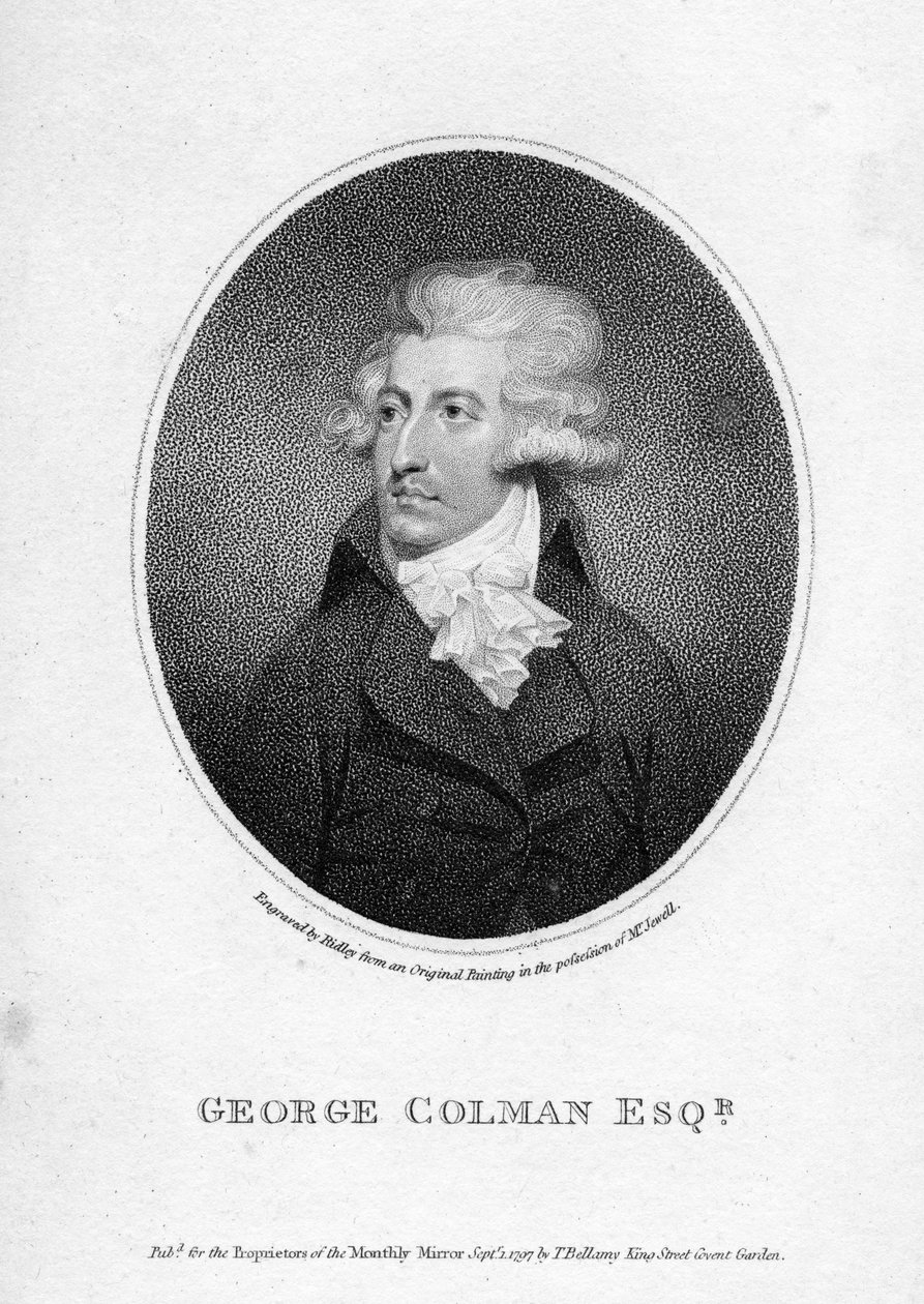 George Colman mladší, vyrytý William Ridley, 1797 od English School