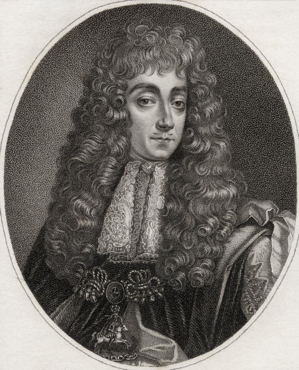George Villiers, vyrytý Bocquetem, ilustrace z „Katalogu královských a vznešených autorů, svazek III“, vydaného v roce 1806 od English School