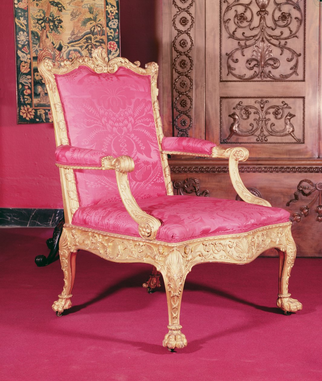 Zlacené křeslo od Roberta Adama a Thomase Chippendale, 1764 od English School