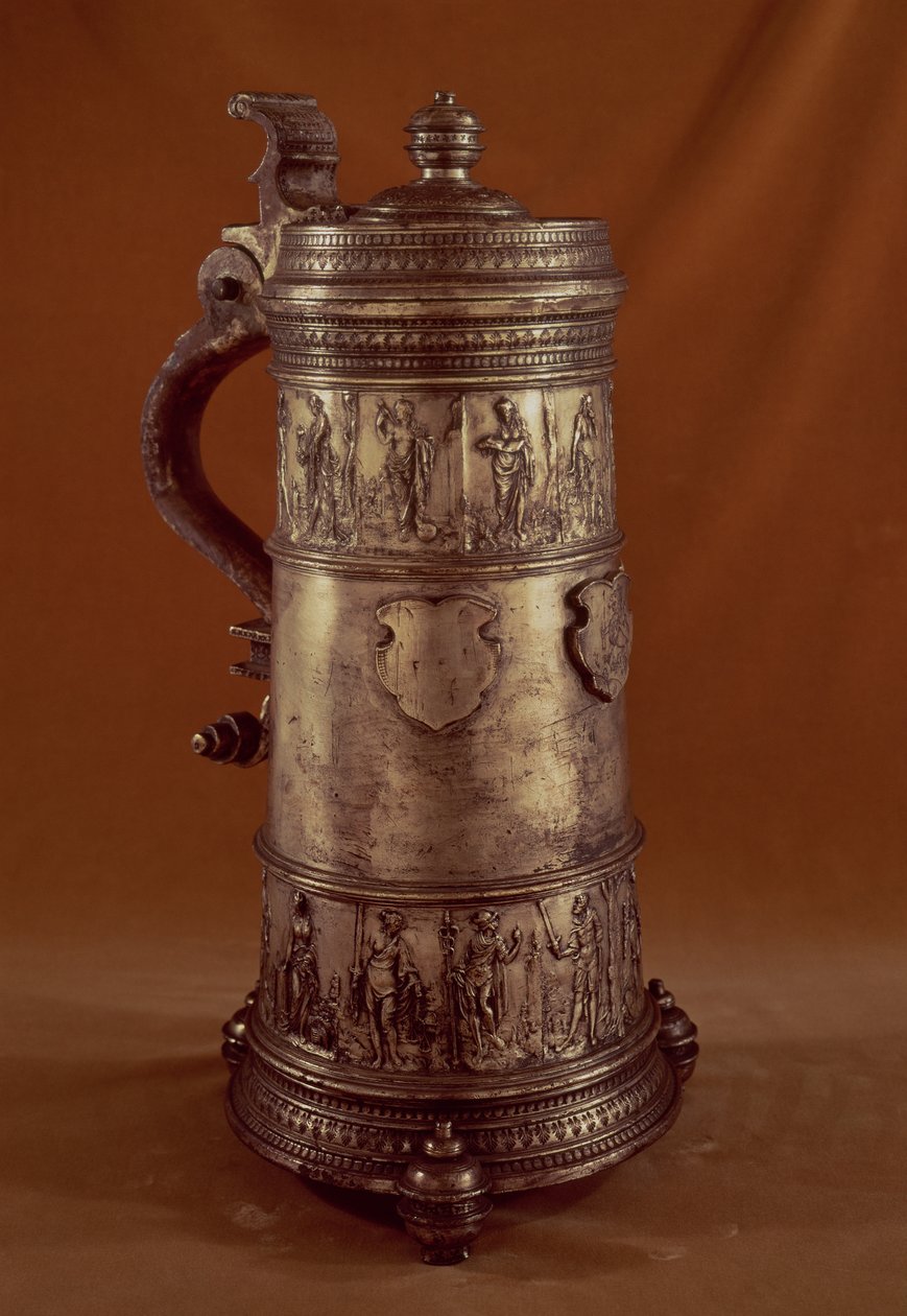 Cechovní korbel, postříbřený cín, 1564 od English School