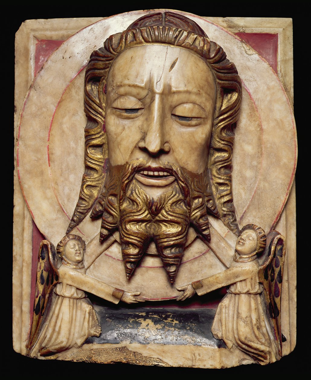 Hlava Jana Křtitele na misce, Nottingham, cca 1450-1500 (alabastr) od English School