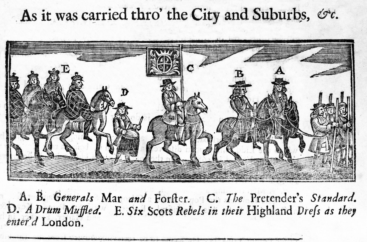 Ilustrace z brožury „An Account of the Whole Procession“, která vyšla v roce 1717 od English School