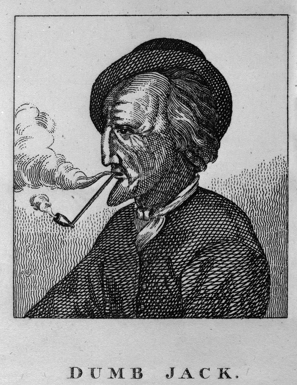 John Gale, alias Dumb Jack, z knihy "Portréty a tváře pozoruhodných a výstředních postav Londýna", 1819 od English School