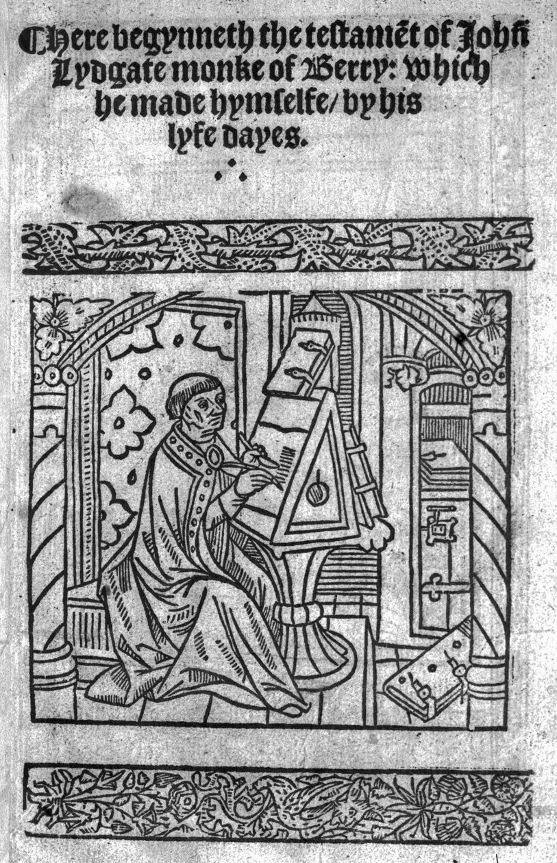 John Lydgate u svého stolu, kolem 1515 od English School