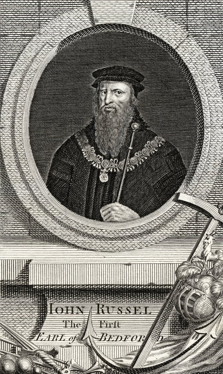 John Russell (1485-1555) 1. hrabě z Bedfordu, z „Galerie portrétů“, vydáno 1833 od English School