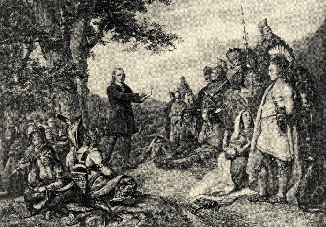 John Wesley kázal v roce 1736 Indiánům v Georgii od English School