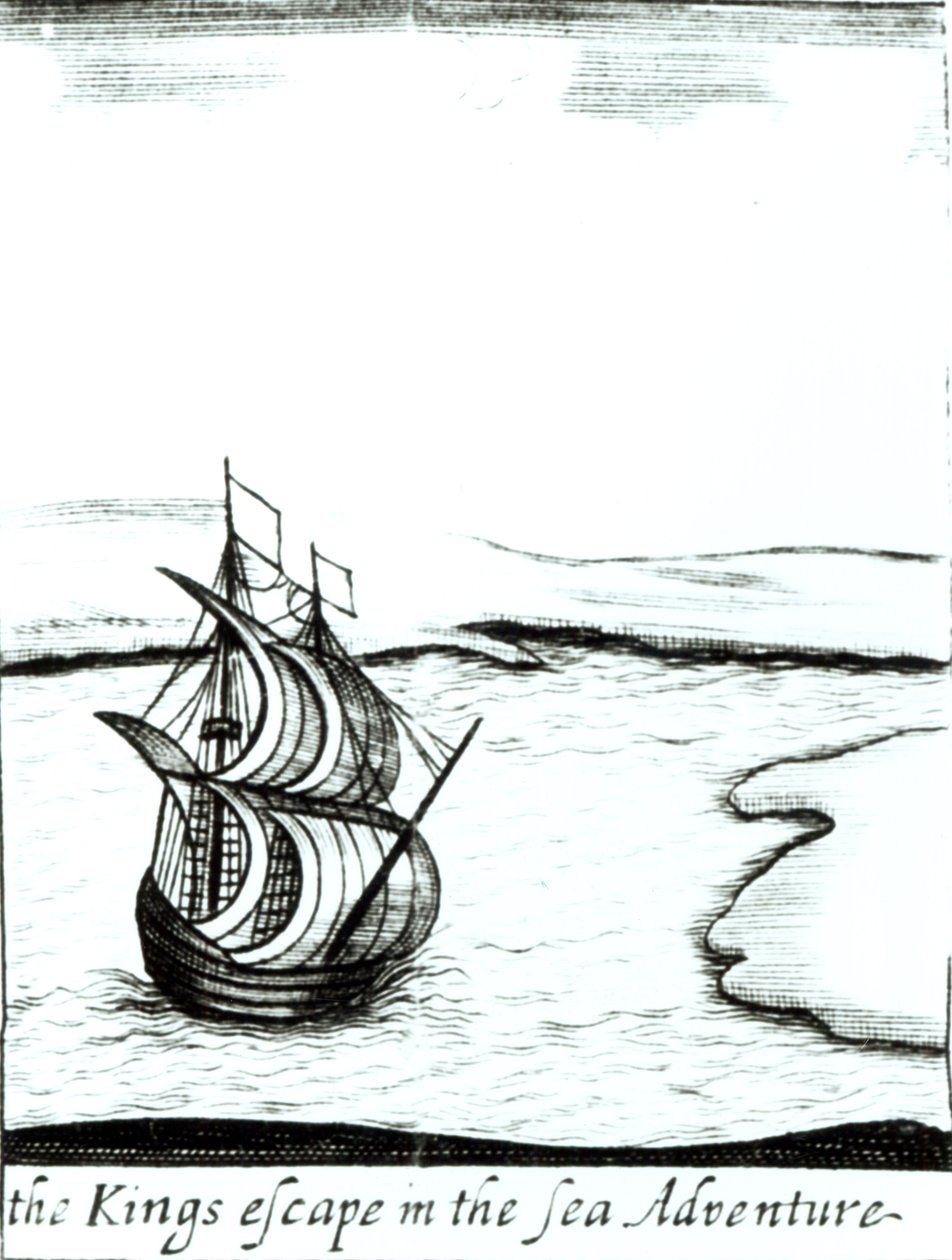 Král Karel II. (1630-85) Prchající z Anglie v roce 1651, publikováno 1660 od English School