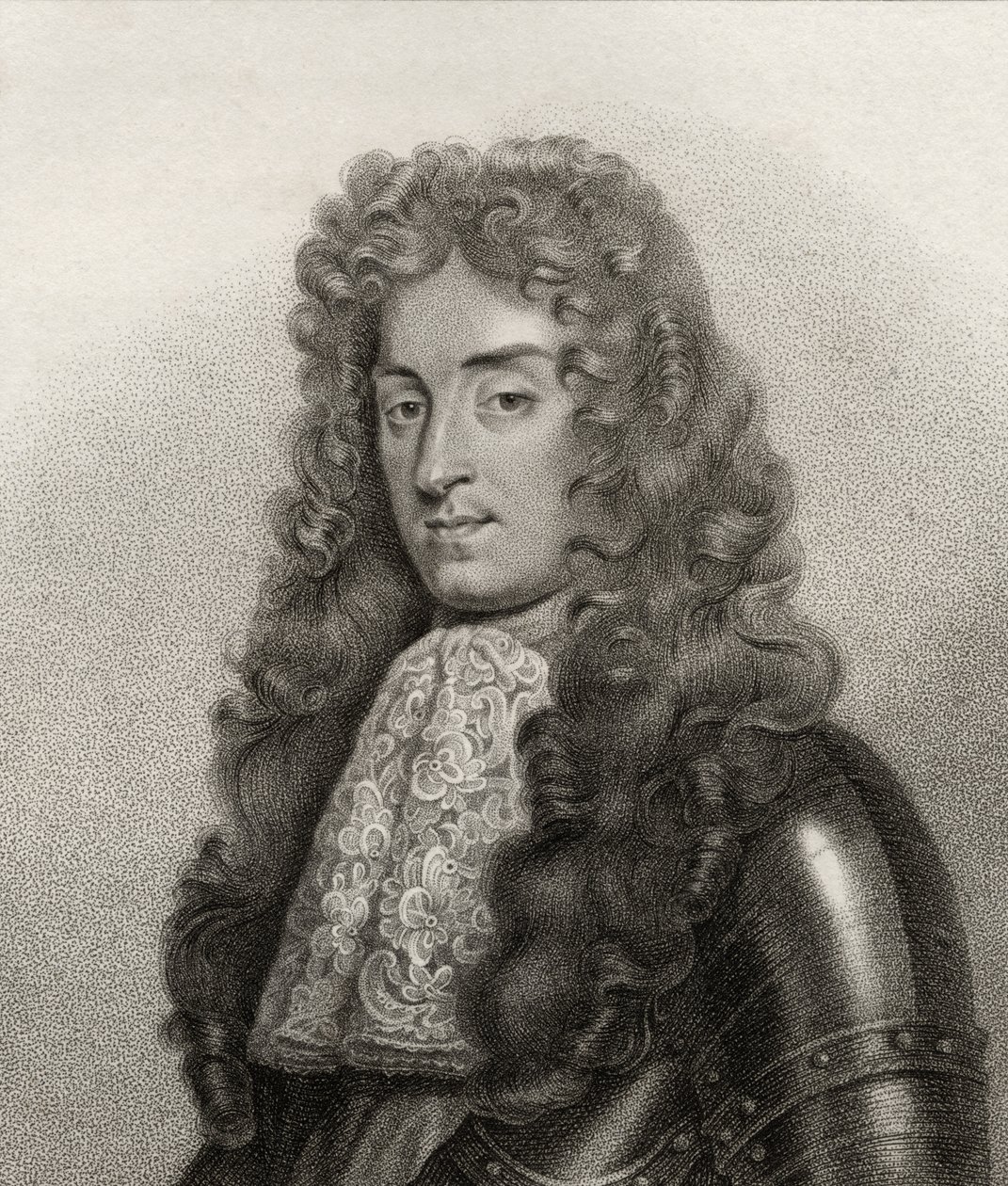 Král Jakub II., vyrytý Bocquetem, z „Katalogu královských a vznešených autorů“, vydaný v roce 1806 od English School