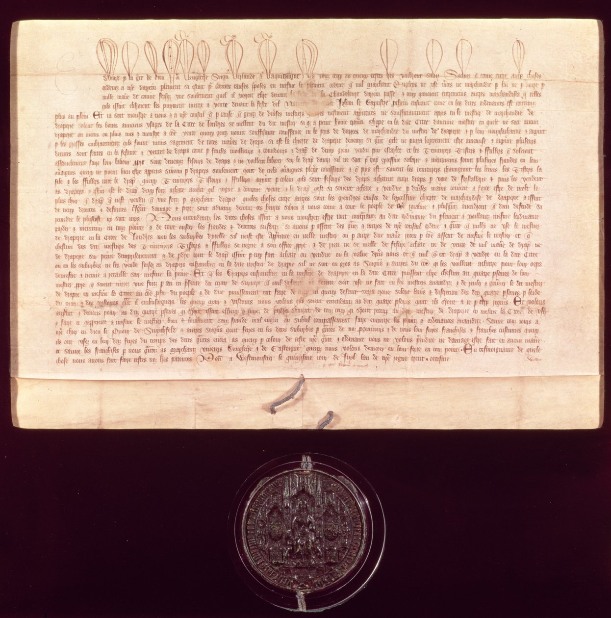 Patentové listiny udělené Worshipful Company of Drapers, 1438-9 od English School