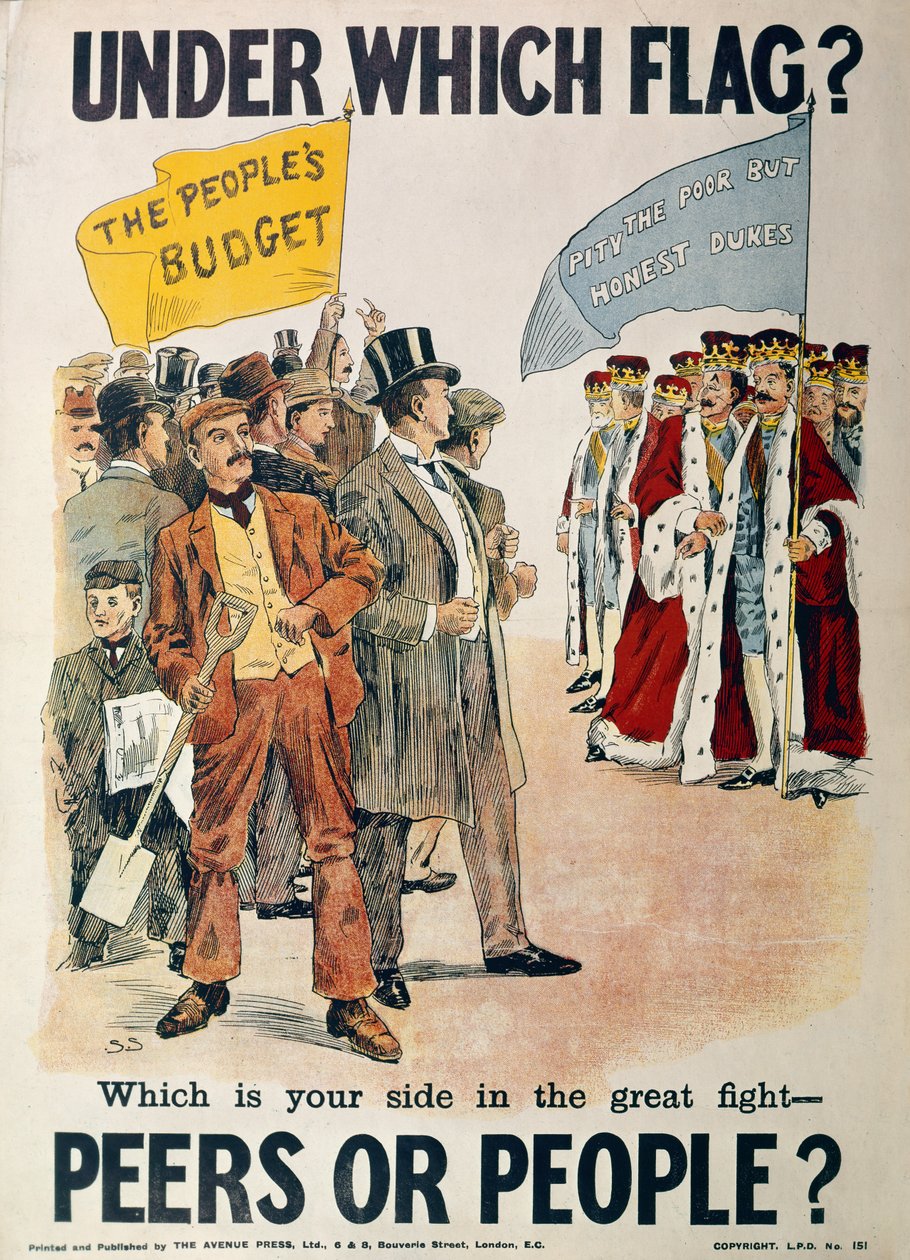 Plakát liberální strany pro britské všeobecné volby v lednu 1910 od English School