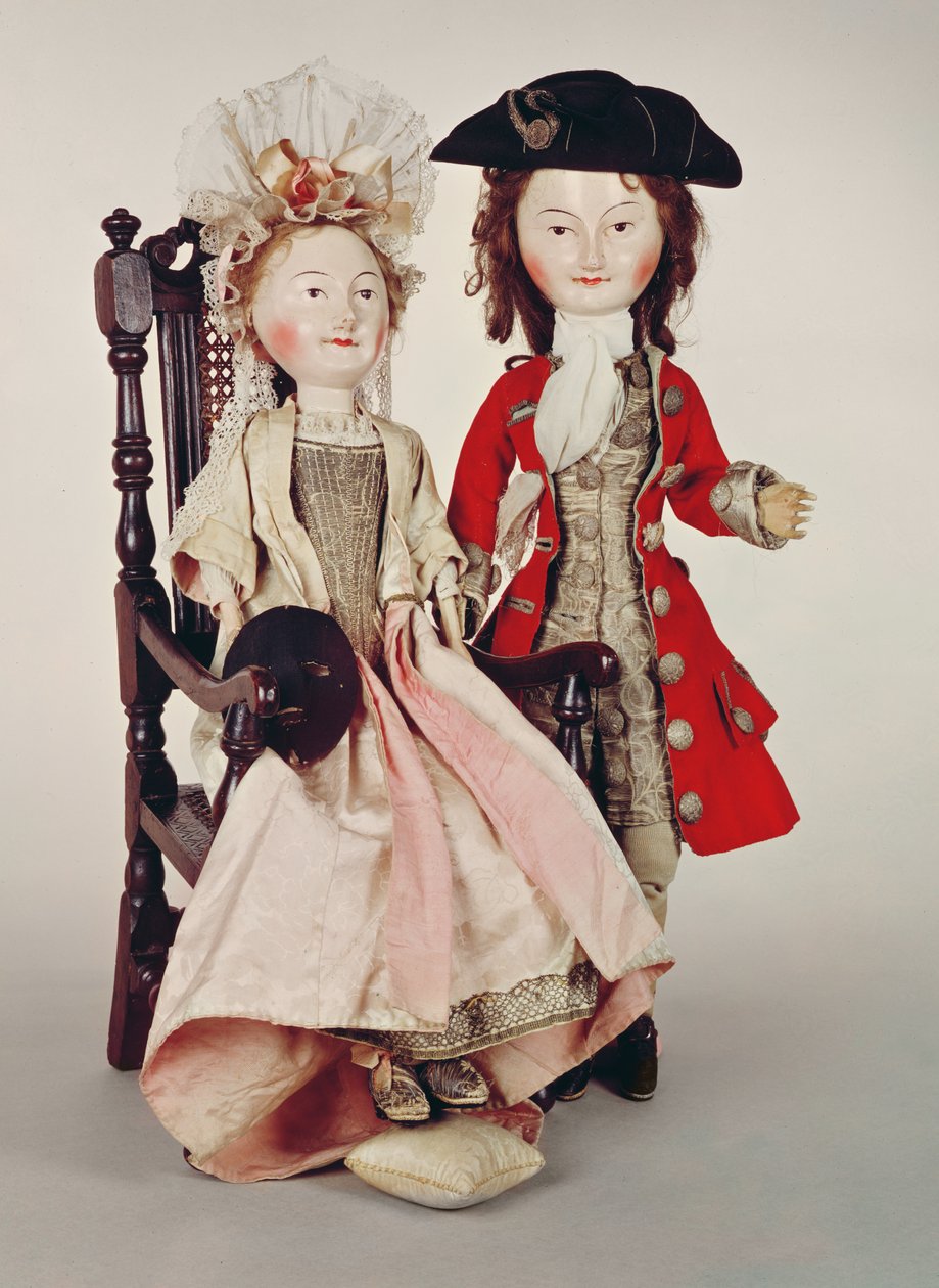 Lord a Lady Clapham, dřevěné panenky vyrobené v období Williama a Marie, konec 17., asi 1680 (viz také 182283) od English School