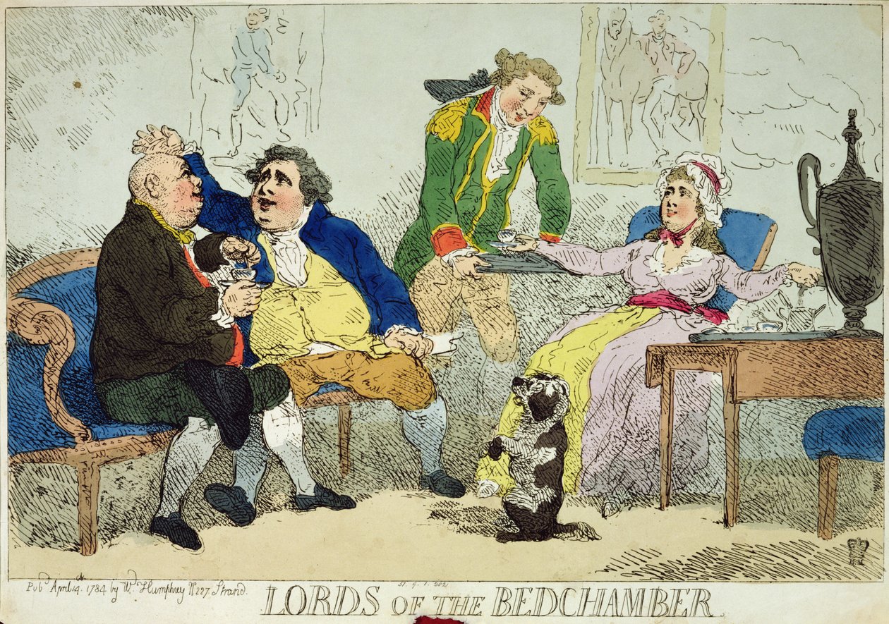 "Páni z ložnice", 1784 (ručně kolorovaná rytina) od English School