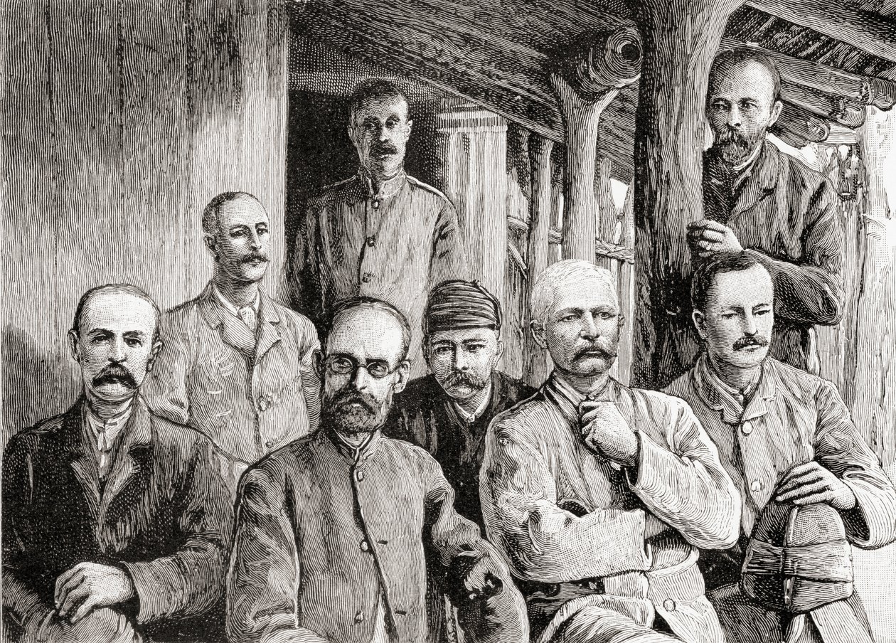 Mackayova misijní stanice v Usambiru, 1890 (dřevoryt) od English School