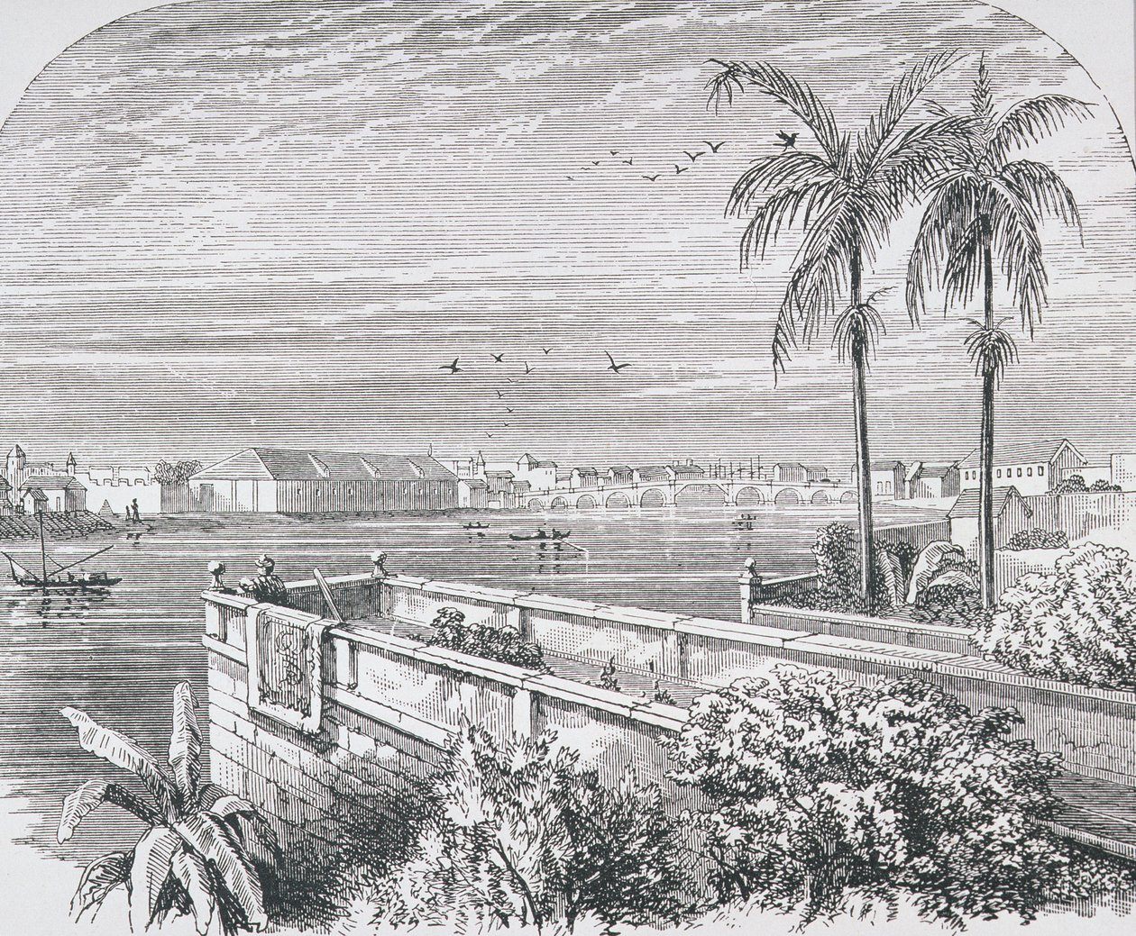 Manila, Filipíny, z knihy "The Gallery of Geography" od Rev. Thomase Milnera, vydané kolem roku 1880. od English School