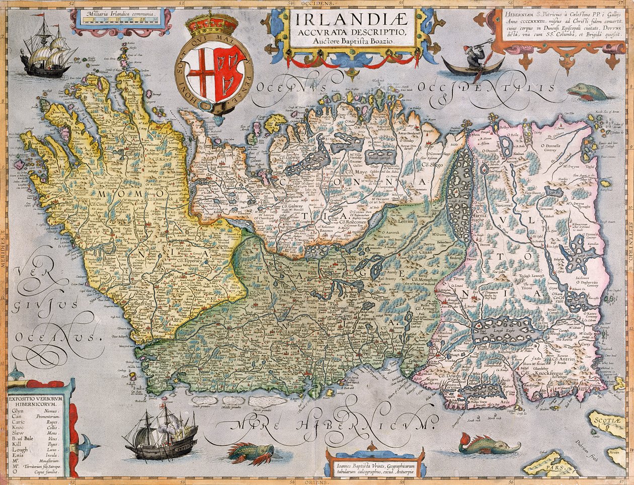 Mapa Irska (ručně kolorovaná rytina) od English School