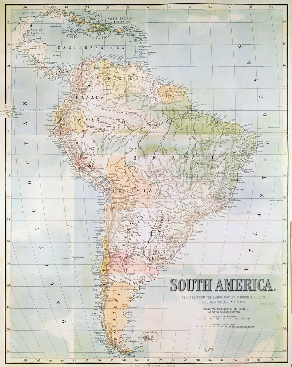 Mapa Jižní Ameriky od English School