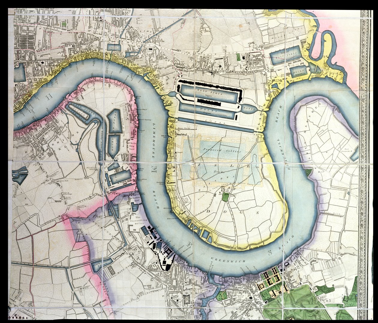 Mapa Isle of Dogs, c.1830 (viz také 87298) od English School