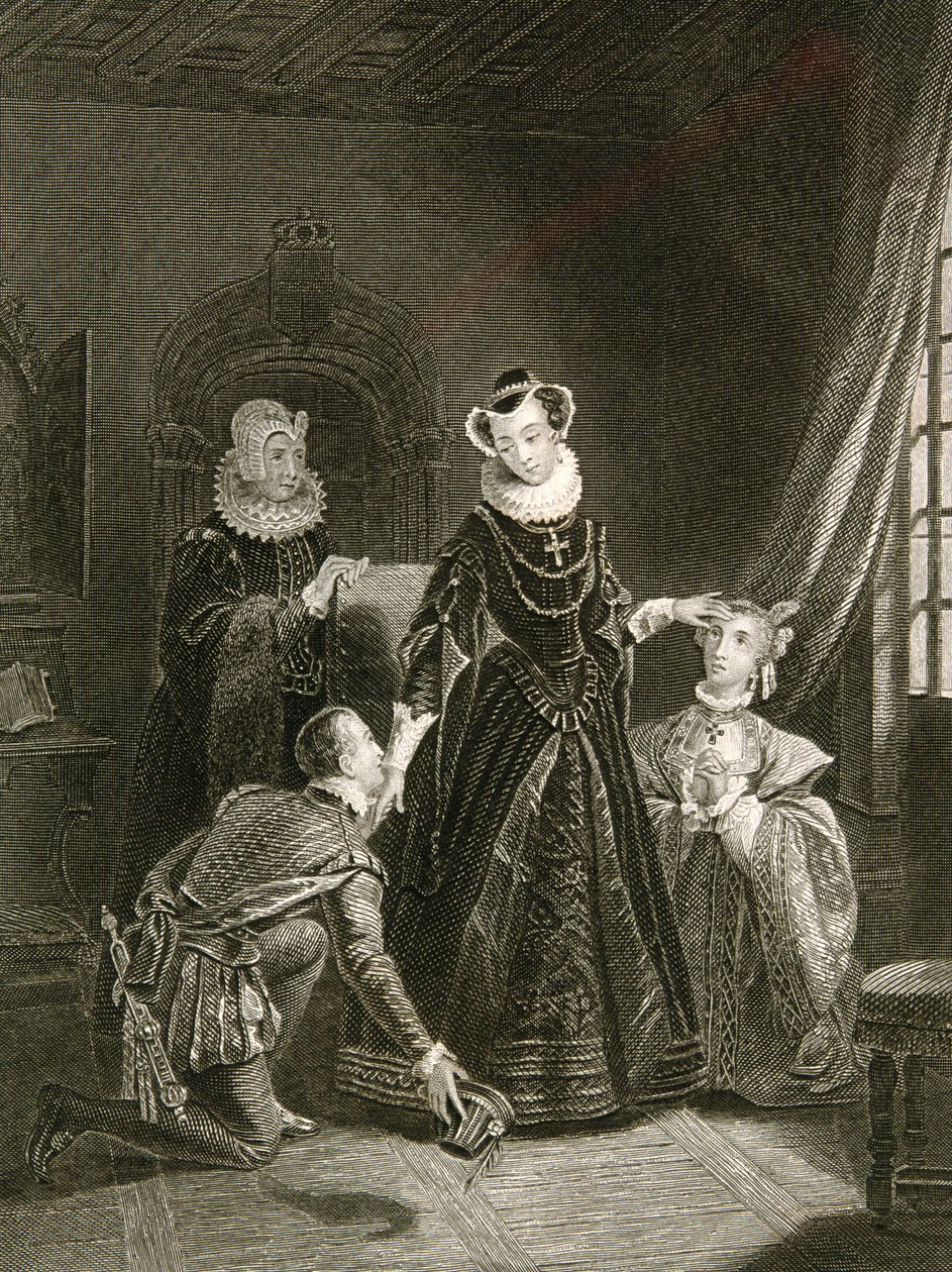 Marie, skotská královna (1542-87) ve společnosti dvořanů od English School