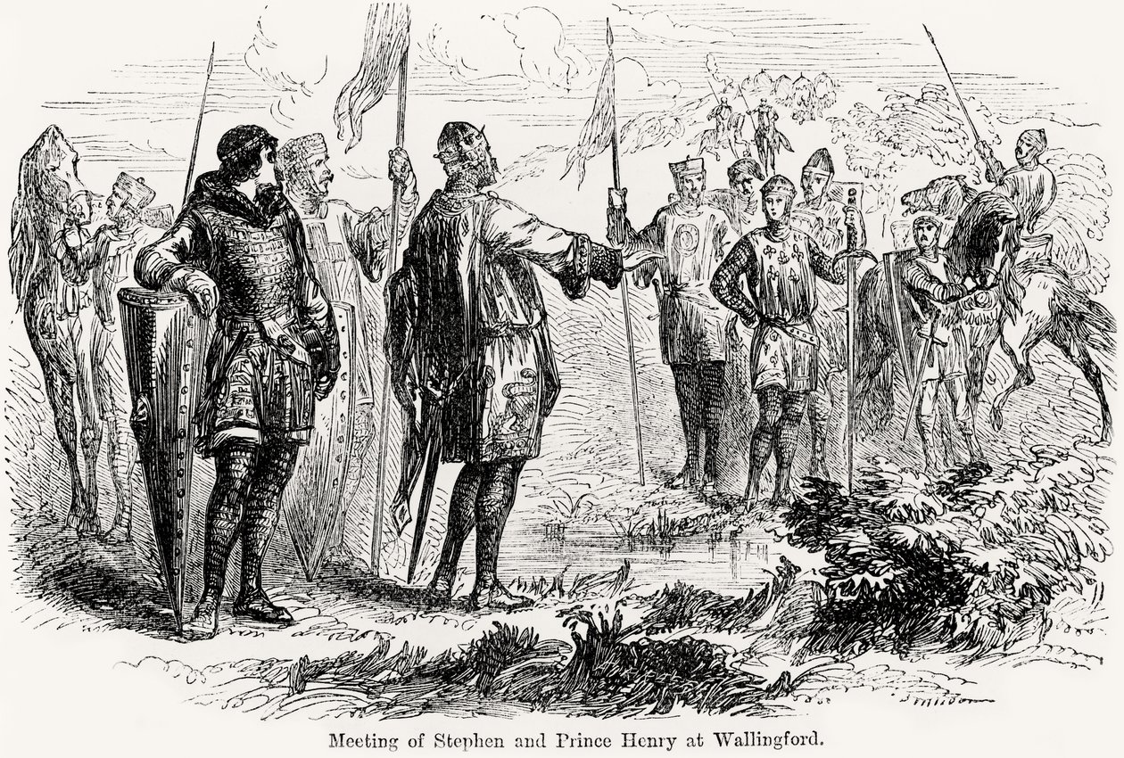 Setkání Štěpána z Blois (asi 1097–1154) a prince Jindřicha z Anjou (1133–1189) ve Wallingfordu od English School