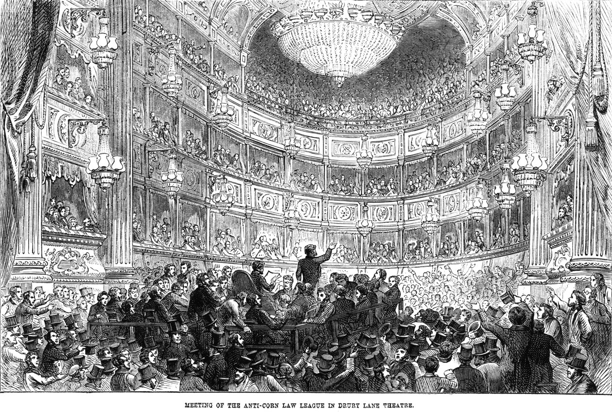 Setkání Ligy proti kukuřičnému právu v divadle Drury Lane od English School