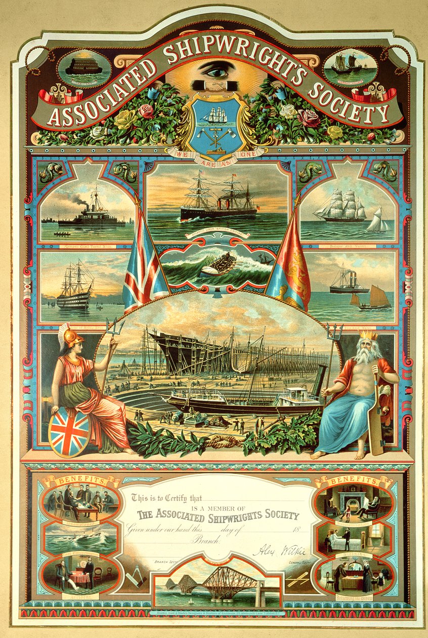 Členský certifikát Associated Shipwrights Society od English School