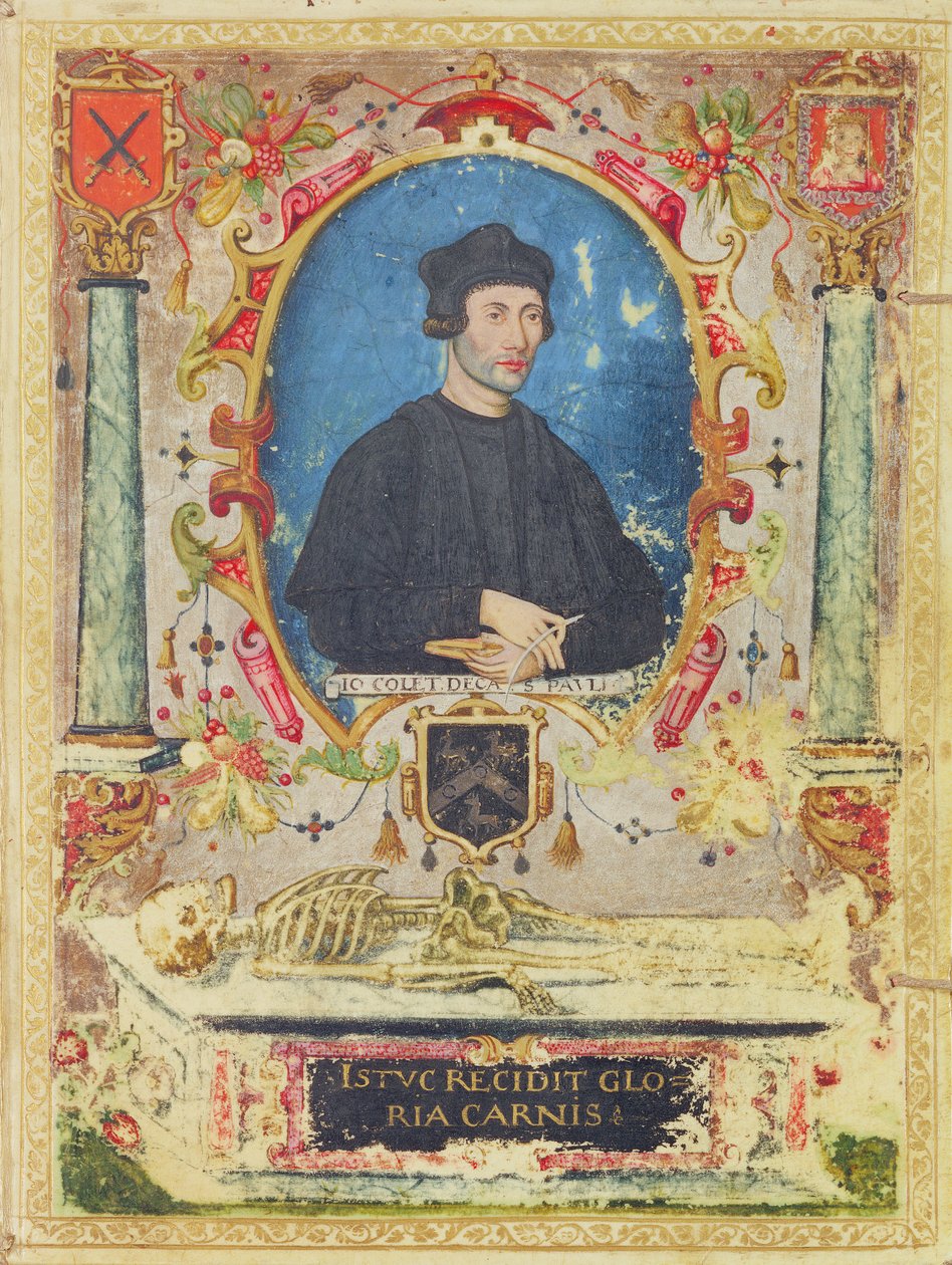 Pamětní portrét Johna Coleta (1467 – 1519), (tempera na pergamenu) od English School