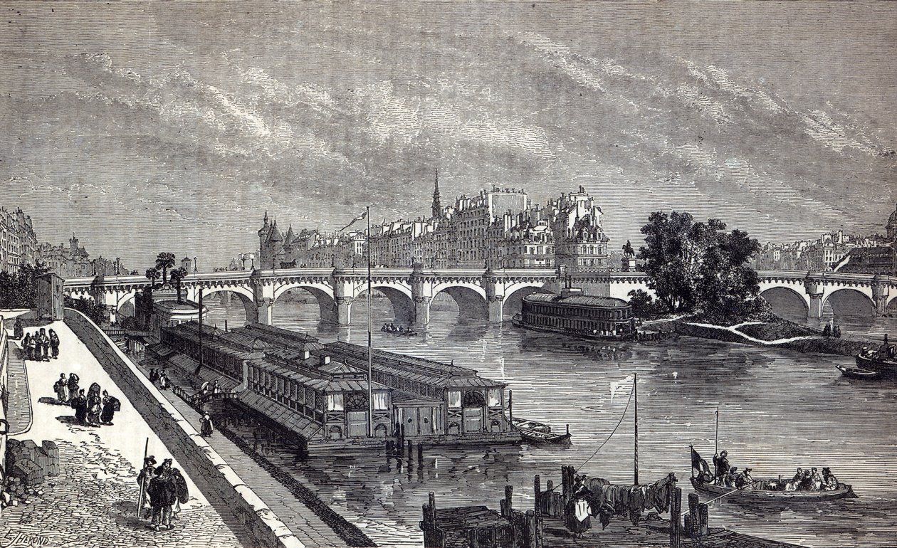 Moderní Paříž: Pont Neuf, 1845 od English School