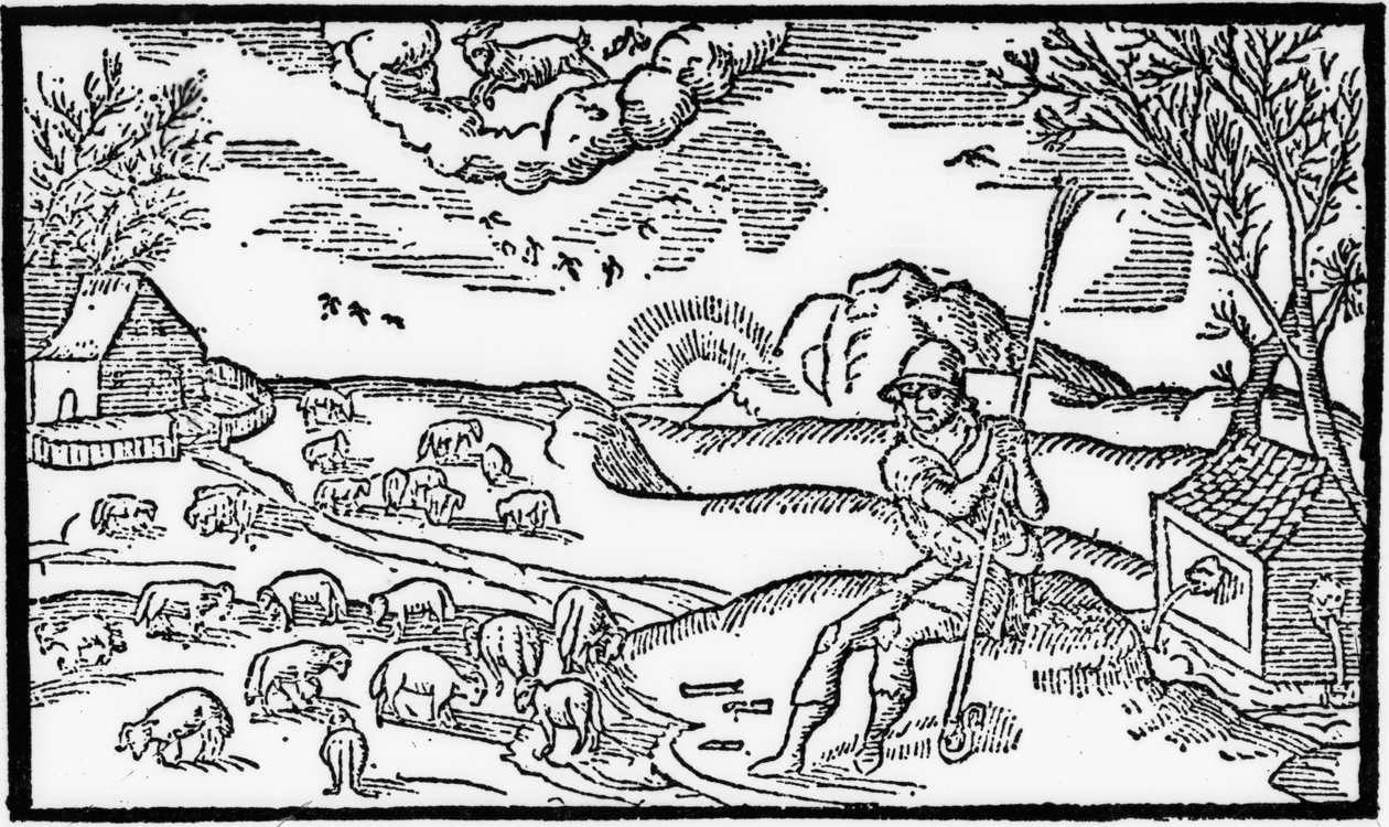 Měsíc prosinec, z „The Shepheardes Calender“ od Esmonda Spensera (1552-99), faksimile originálu vydaného v roce 1579 od English School