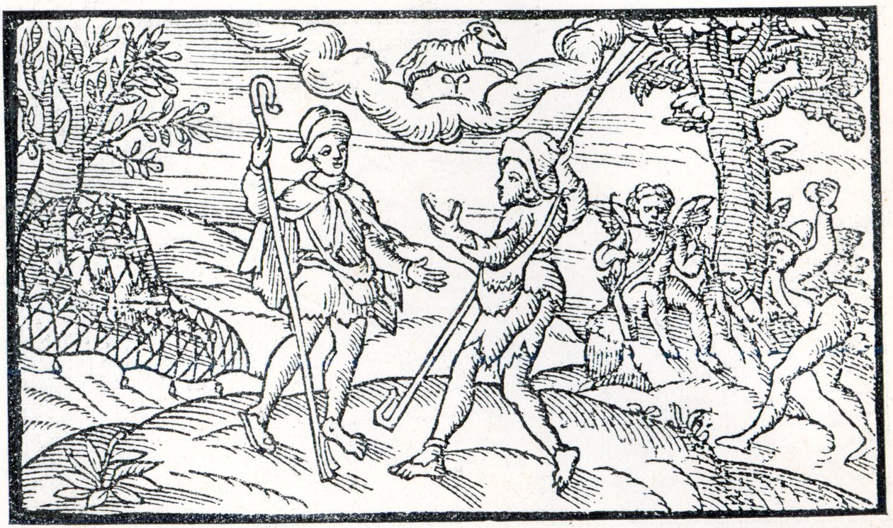 Měsíc březen z „The Shepheardes Calender“ od Esmonda Spensera (1552-99), faksimile originálu vydaného v roce 1579 od English School