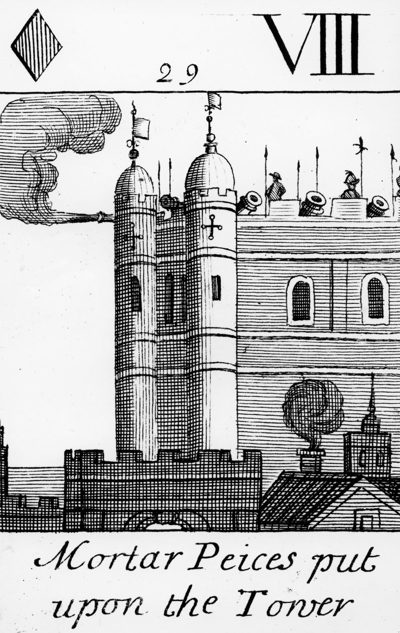 Malty nasazené na Tower of London od English School